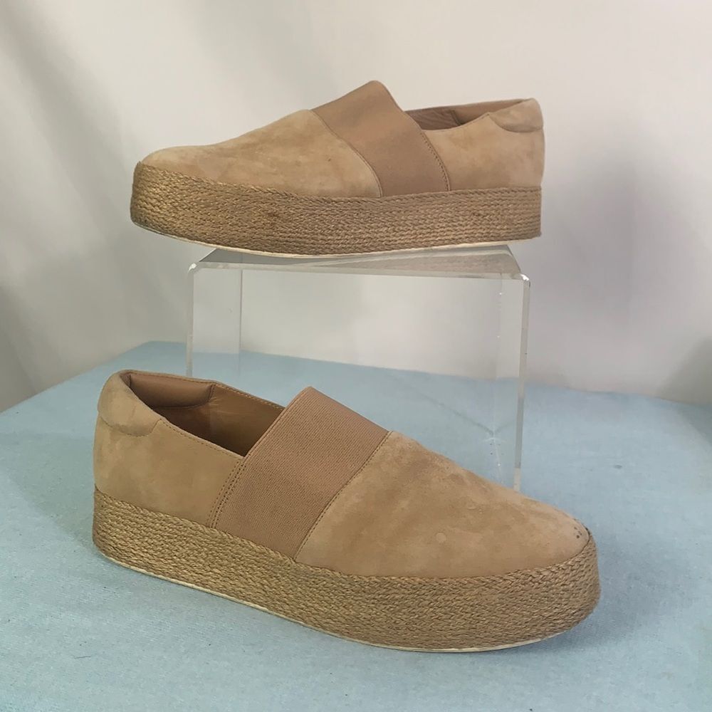 Vince tan suede with espadrille bottom shoes